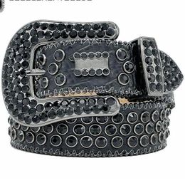 2023 Cinturones de diseño Bb Belt Simon para Owen Hombres Mujeres Moda Cráneo brillante KOR Cinturón de diamantes Oro BIG Rhinestones Multicolor 20 estilos Smooth Big Buckle Real Classic