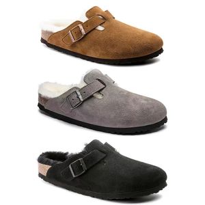 2023 Designer Birkens Tock Klompen Sandalen Mannen Vrouwen Slide Slippers Boston Zachte Voetbed Klomp Uede Lederen Gesp Schoenen