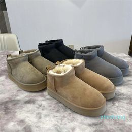 Bottes de styliste pour femmes et hommes, pantoufles Tasman, Mini plateforme, chaussures courtes en laine de neige, chaudes et moelleuses, collection hiver 2023