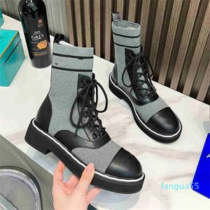 2023- Designer laarzen schoenen naakt zwart puntige teen midden hiel lange korte laarzen schoenen