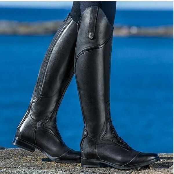 2023 Botas de diseñador Otoño/Invierno Caballero Stock sobre zapatos adhesivos hasta la rodilla punta redonda pelo Artificial Caballero botas de mujer negro