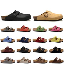 2023 Designer Boston Klompen Sandalen Outdoor Slippers Mode Zomer dames heren Olied Headn Leer vilt sliders gesp riem Platform Sneakers Casual Trainers