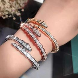 2023 designer armbanden armband sieraden ringen Hot Bulgaarse roestvrijstalen strass letters snake armbanden goud zilver rose kleuren heren vrouw armbanden geen doos