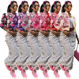 2024 Designer merk Honkbal Uniform Jassen Vrouwen Lente Lange Mouw Print Jas Casual Romberjack Mode Street Wear Bovenkleding Bulk groothandel 9522-1