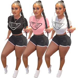 2024 Survêtements de marque de créateurs Tenues d'été pour femmes 2XL T-shirt à manches courtes Short noir Ensemble deux pièces Casual Sweatsuits Jogger costumes Gros vêtements 9566-2