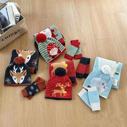 2023 Designer kinderkasjmierhoed sjaal handschoenen kerst driedelige set voor jongens en meisjes vanaf 6 jaar