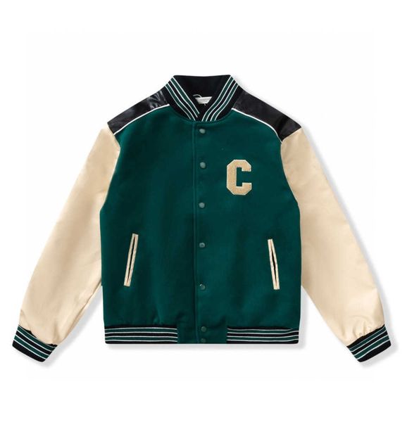 2023 Abrigos de diseñador chaqueta de vuelo Uniforme de béisbol Letra C bordado PU cuero cómodo Broche de perla moda Chaquetas de abrigo para hombres