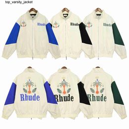 2023 Designer Modemerk Rhude Jassen Lente Womens Heren Casual Jas Windjack Koppels Waterdichte Outdoor Varsity Mannen Letterman Jas