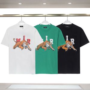 2023 Designer Mode Luxe Amari T-shirt Mode Hommes et Femmes Couple Vêtements Amris Coton Tiger Imprimer Lettre Imprimer Street Hip Hop Mode T-shirt Taille S-XL 8177