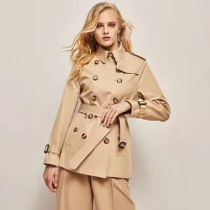 2023 Designer Fashion Trench-Coat féminin, style de contrôle de luxe européen et américain, couture de la mode, faux trenchs de mi-longs de deux lâches