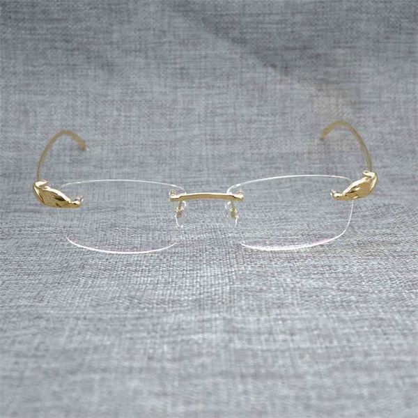 2023 Gafas de diseñador Modelo Hombres Gafas de aleación de titanio Monturas Gafas cuadradas sin montura Lente transparente Gafas con montura dorada óptica para gafas de sol de lectura