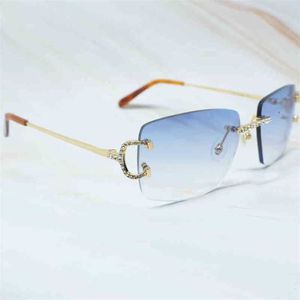 2023 Designer Lunes Modèles Menles sans bord Femmes Femmes Diamant Iced Out Sun Sunstones Fashion Luxury Shades Eyewear Sunglasses