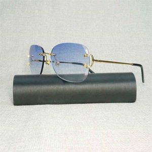 2023 Designer bril Model Vintage Oversize Rimless Men Snijdend draadschil met metalen frame tinten voor Outdoor Club Oculos bril Zonnebril