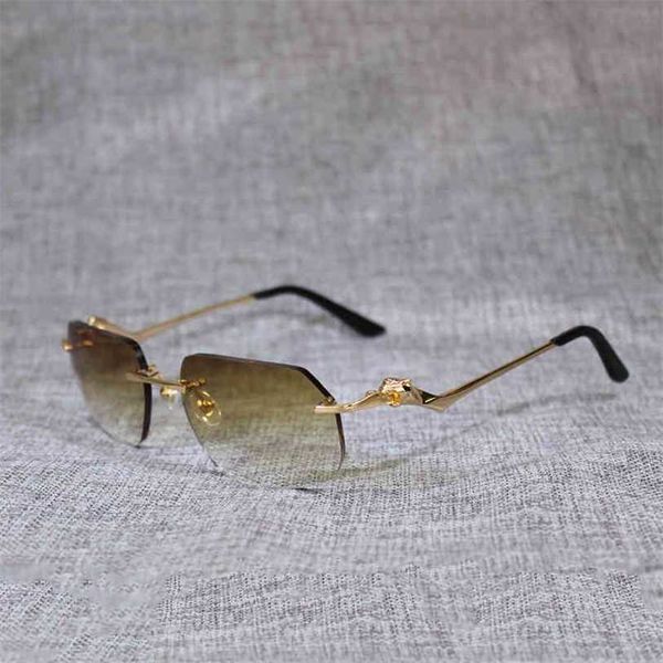 2023 Designer Lunettes Nouveau Style Léopard Lunettes De Soleil Sans Monture Hommes Lunettes Carrées En Verre Clair Cadre Pour Femmes Lecture En Plein Air Shades culos Gafas