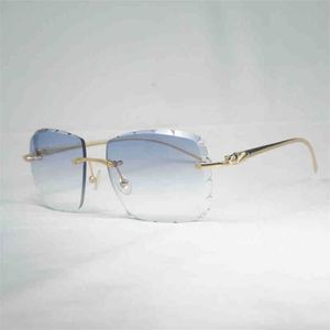 2023 Designer bril Nieuwe vintage diamant gesneden zonnebrillen luipaardstijl oversized gafas retro tinten mannen bril voor het rijden randloze accessoire brillen