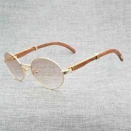 2023 Designer-Brillen, neue Vintage-natürliche Büffelhorn-Männer aus Holz, klare Brillengestelle, runde Holz-Sonnenbrillen für den Sommer im Freien, Oculos Gafas