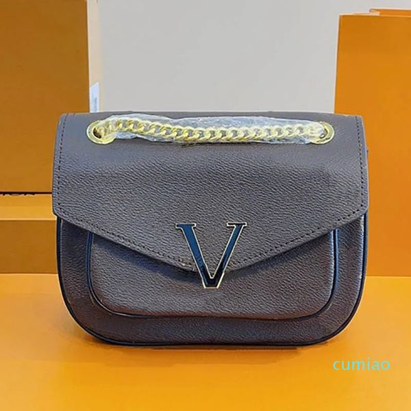 2023- Bolso de diseñador Bolsos de hombro de cuero Crossbody Luxurys Mujeres Bolsos de flores Nuevos bolsos de mensajero Passy Bolso de mano de sobre de marca Monedero 22cm