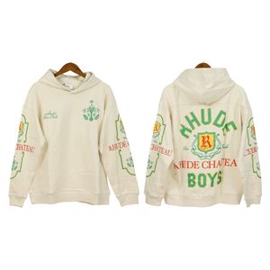 2023 Ontwerper Hoodie Rhudes Mensweatshirt Correcte versie van de print niche heren hoody getij gewassen gemaakt oude vintage Amerikaanse high street hoodie