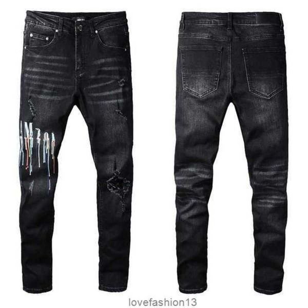 2023 Jeans de diseñador Pantalones de pijama para hombre Pantalones bordados de mezclilla Pantalones con agujeros de moda Tamaño de EE. UU. 28-40 Hip Hop apenado