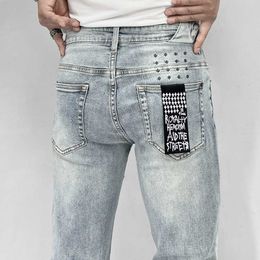 2023 Designer Ksubi Jeans pour hommes pantalons mancheur biker gris peinture détresse extension moto