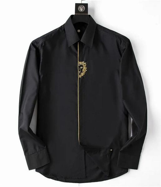 2023 Diseñador Luxury Men's Casual Plaid Shirt Spring and Autumn Slim Comercial de alta calidad Class de bordado Bordado Camisa de manga larga M-4XL 01