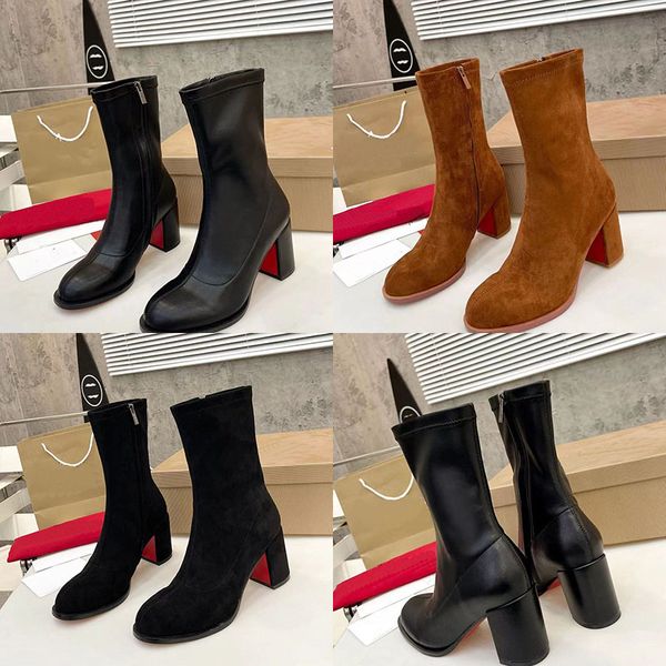 2023 Diseñador Luxury punteado martin botas martin para mujer clásica 100% de cuero comodidad de tobillo delgado de tobillo otoño invierno lady de moda sexy tallas de zapatos de tacón alto