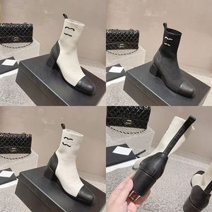 2023 designer luxe pure kleur Martin enkellaarsjes dames 3D vlieglijn elastische stof bedrukt patroon buiten feest ademende laars dames sexy mode schoenen met halfhoge hak