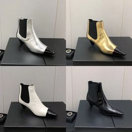 2023 diseñador de lujo color puro botas puntiagudas para mujer 100% cuero al aire libre fiesta chelsea tobillo bota dama sexy moda comodidad sudor-wicking zapatos de tacón alto tamaño 40