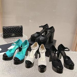 2023 Designer Luxe Couleur Pure Super Talons Hauts Sandales Femmes Véritable Cuir Creux-Out Catwalk Chaussures De Soirée Ladys Sexy À Bout Rond Boutonné Sandale Tailles 35-40