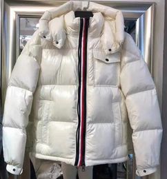 2023 chaqueta de bombardero de nailon de diseñador para hombre, capucha desmontable con apliques brillantes, bolsillo con cremallera, abrigo cálido con escaneo NFC