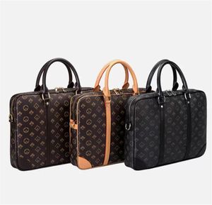 2023 Designer Men Brouille Mendecase Mencase Black Brown En cuir à main Business Man Homme Sac Messenger Sacs de messager 3 Couleur avec Sac à poussière