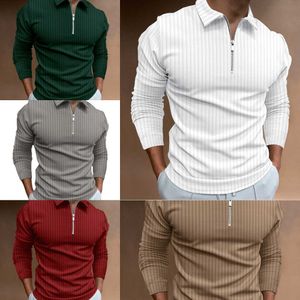 2023 Designer Mens Fashion Top Vêtements d'affaires Polo Zipper Stripe Polo à manches longues pour hommes Multi-couleur Multi-couleurs Tee T-shirt S-XXXL