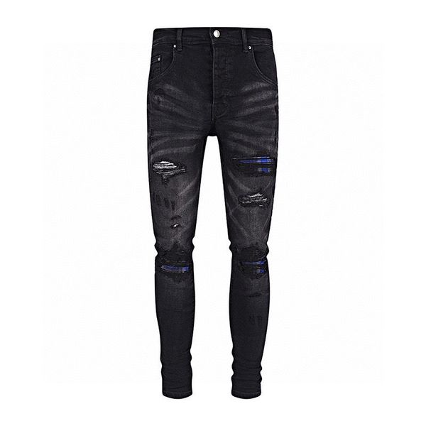 2023 Designer Mens Jeans # 1 Pantalons Ripped High Designer jeans jeans pour hommes pantalons brodés mode trou pantalon top vente pantalon à glissière am ~ ss3uu