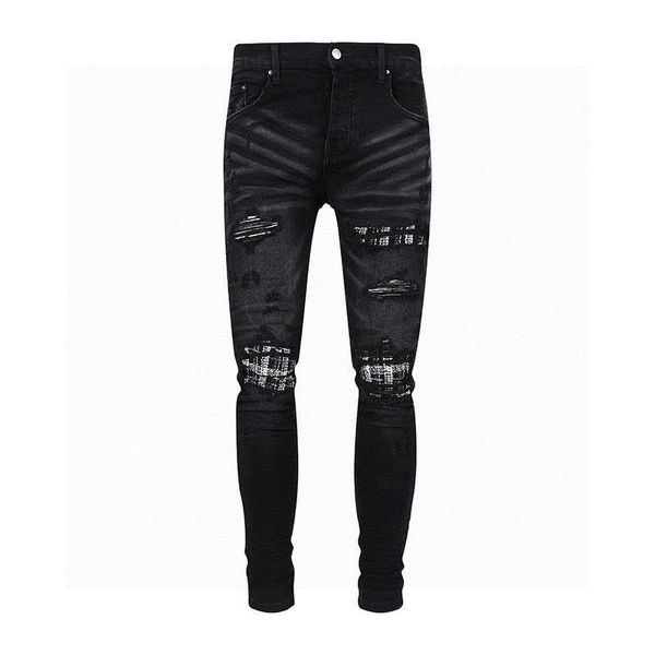 2023 Designer Mens Jeans # 1 Pantalons Ripped High Designer jeans jeans pour hommes pantalons brodés mode trou pantalon top vente pantalon à glissière am ~ ss34t