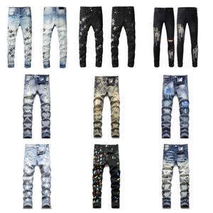 Designer Mannen Paarse Jeans Vrouwen Man Amirs Slim Fit Denim Brief Print Broek Mode Luxe Vakantie Outdoor Jeans Heren streetwear Kleding Big Size Broek Jeans