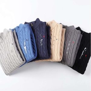 2023 Designer Hommes Polo Pull Hiver Polaire Chemises Épais Demi-Fermeture À Glissière Col Haut Pull Chaud Slim Tricot Tricot Casual Jumpers Petit cheval YT8832