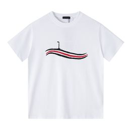 2023 diseñador para hombre Camisetas Verano París Proceso de envejecimiento letras imprimen ropa con calle Camiseta hombres mujeres lujos Manga corta ola Camisetas 4color blanco