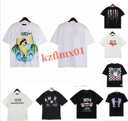 2023 Designer Heren T-shirts Dames Amirs Gedrukt Mode Man T-shirt Casual T-stukken Korte Mouw Luxe Hip Hop Streetwear t-shirts Maat S-XL d1w