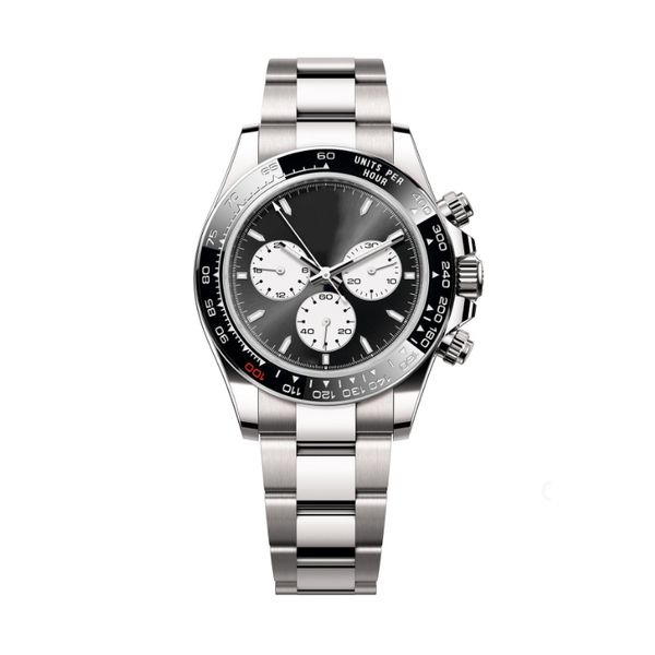 2023 Diseñador Reloj para hombre ST9 Acero Todos los subdiales de trabajo 40 mm Movimiento mecánico automático Cristal de zafiro Bisel de cerámica Plata Dhgate Relojes Daytonas jason007