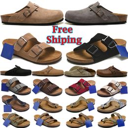 Senanes de envío gratis para hombres Sliders Sliders Sliders Sandalias de diseñadores Black Grey Brown Brogas de gamuza Singla Slippe Snipte Sandal Slip Flip Flip Zapatos 36-45