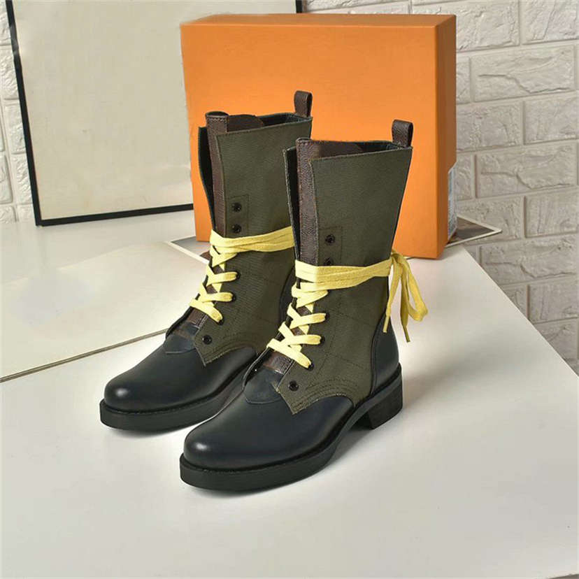 2023 Designer Metropolis Flat Ranger Combat Boots kombinerar slät kalvläder och duk Martin Ankel Calfskin Woman Winter Sneakers Storlek 35-41