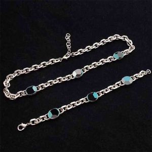 2023 Designer nouvelle famille gujia double lettre bleu émail bracelet collier net rouge même tempérament de la mode