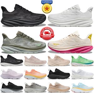 Chaussures de course hommes femmes Clifton 9 Bondi 8 triple noir blanc port brume olive haze sable sable orange rose rose entraîneurs sport sneakers