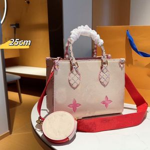 2023 Designer onthego Bag Fashion Bags With Strap Shopping Bags Luxurys Handbag Classic Tote 25cm