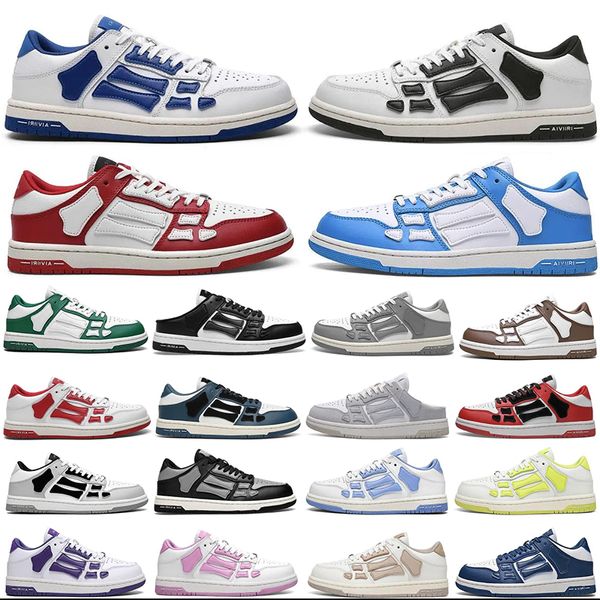 2023 Designer Ourdoor Chaussures Skel Top Low Bones Baskets en cuir Squelette Bleu Rouge Blanc Noir Vert Gris Marron Hommes Femmes Casual Sports Baskets pour hommes grande taille 36-46