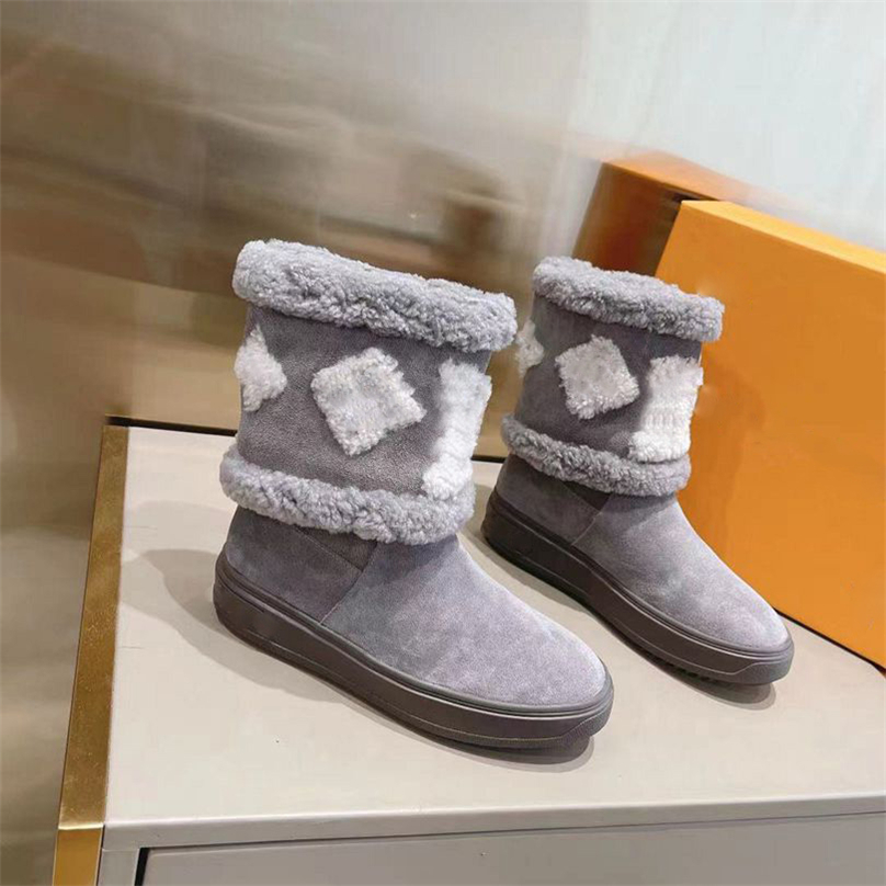 2023 Дизайнер Paris Snowdrop плоские лодыжки для ботинок шерстяная подкладка резиновая подошва повседневная замшевая улица.
