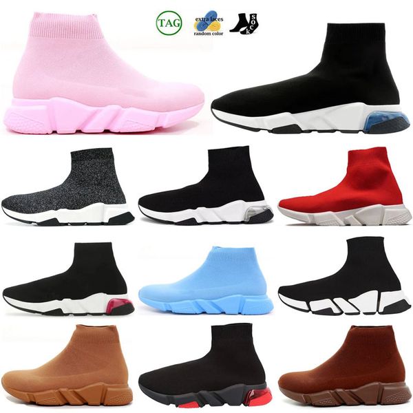 2023 Diseñador Paris Sock Shoes para mí Mujeres Triple-S Negro Blanco Rojo Zapatillas de deporte transpirables Race Runner Zapatos para caminar Deportes al aire libre