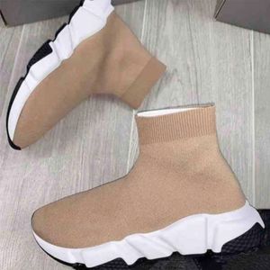 2023 Plataforma de diseñador Mujeres Hombres Zapatos de calcetín casual Calcetines de punto Zapatillas de deporte Zapatillas de deporte Estiramiento Negro Blanco Graffiti Dark Navy Trainer