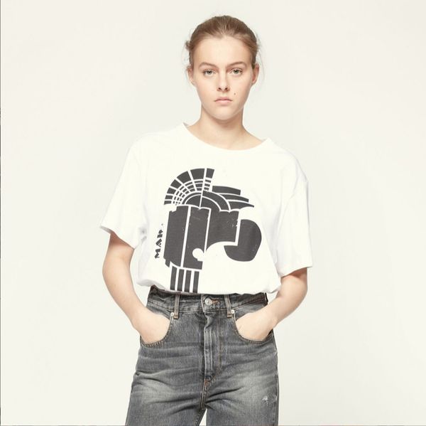 2023 Pull de créateur été nouveau T-shirt à manches courtes en coton blanc imprimé tête de mort pour femmes européennes et américaines