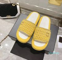 2023 designer sandale plate-forme paille chaussures femmes sandales épais été plat talon chaussures pantoufle décontracté en cuir véritable mode polyvalent